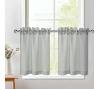 DWCN Grey Kitchen Curtains 24 Drop, Rod Pocket Voile Curtain Net Small Cafe Curtains, Light Filtering Short Curtain for Bathroom Wardrobe Nursery Window Treatment, W26 x L24 Inch, 2 Panel