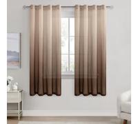 DWCN Home Decorative Net Curtains for Window Brown Gradient Sheer Voile Eyelet Curtains for Bedroom Set of 2, 52 x 63 Inches