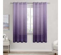 DWCN Home Decorative Net Curtains for Window Purple Gradient Sheer Voile Eyelet Curtains for Bedroom Set of 2, 52 x 63 Inches
