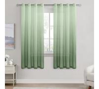 DWCN Home Decorative Sheer Voile Curtains for Kids Bedroom Semi Transperant Eyelet Net Curtains for Windows 52x63 Inches Sage Green Gradient Set of 2