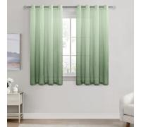 DWCN Home Decorative Sheer Voile Curtains for Nursery Bedroom Semi Transperant Eyelet Net Curtains for Windows 55x54 Inches Sage Green Gradient Set of 2