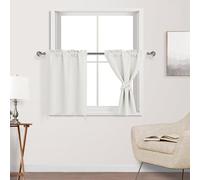 DWCN Ivory Blackout Curtains for Living Room, Short Curtains for Small Window, Thermal Curtains for Bedroom, 24 Inch Curtains for Cafe, Boys Room, Kitchen, Basement - 30 by 24 Inch, Ivory, 1 Pair