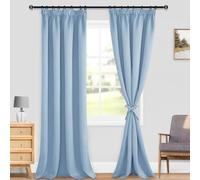 DWCN Light Blue Blackout Curtains for Bedroom Thermal Insulated Room Darkening Pencil Pleat Window Curtains for Living Room 66 x 90 Inch Length, 2 Panels