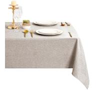DWCN Linen Stone Faux Linen Table Cloth 140x180cm(55x71in) Water Resistant Rectangular Tablecloth Wipe Clean Stain-Resistant Polyester Table Cover for Dining Room, Garden, Cafe, Party