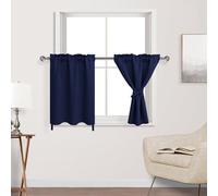 DWCN Navy Blackout Curtains for Living Room, Short for Small Window, Room Darkening for Boys Room, Basement, 36 Inch Length Bedroom - 34 by 36 Inch, Navy, 1 Pair