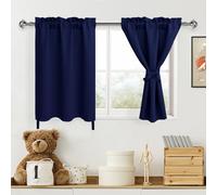 DWCN Navy Blackout Curtains for Living Room, Short Tiers for Small Window, Room Darkening for Boys Room, Basement, Bedroom - 30 by 36 Inch, 1 Pair