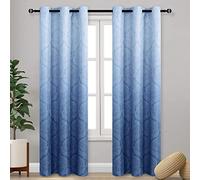 DWCN Navy Blackout Damask Curtains for Bedroom - Ombre Patterned Thermal Insulated Energy Saving Grommet Curtains for Living Room, Set of 2 Gradient Window Curtain Panels, 36 x 84 Inch Navy Blue