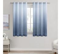 DWCN Net Curtains for Windows 54 drop Eyelet Sheer Curtain Panel Voile Curtains for Bedroom 55x54 Inch Blue Gradient Set of 2