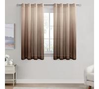 DWCN Net Curtains for Windows 54 drop Eyelet Sheer Curtain Panel Voile Curtains for Bedroom 55x54 Inch Brown Gradient Set of 2