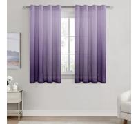 DWCN Net Curtains for Windows 54 drop Eyelet Sheer Curtain Panel Voile Curtains for Bedroom 55x54 Inch Purple Gradient Set of 2