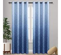 DWCN Ombre Blackout Curtains for Bedroom - Damask Patterned Thermal Insulated Energy Saving Grommet Curtains for Living Room, Set of 2 Gradient Window Curtain Panels, 52 x 84 Inches Long, Navy Blue