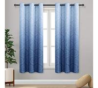DWCN Ombre Blackout Curtains for Bedroom - Damask Patterned Thermal Insulated Energy Saving Grommet Curtains for Living Room, Set of 2 Gradient Window Curtain Panels, 42 x 63 Inch Length, Navy Blue