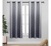 DWCN Ombre Blackout Curtains for Bedroom - Damask Patterned Thermal Insulated Energy Saving Grommet Curtains for Living Room, Set of 2 Gradient Window Curtain Panels, 42 x 63 Inch Length, Grey
