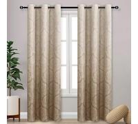 DWCN Ombre Blackout Curtains for Bedroom - Damask Patterned Thermal Insulated Energy Saving Grommet Curtains for Living Room, Set of 2 Gradient Window Curtain Panels, 42 x 84 Inches Long, Taupe