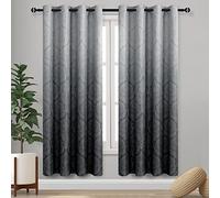 DWCN Ombre Blackout Curtains for Bedroom - Damask Patterned Thermal Insulated Energy Saving Grommet Curtains for Living Room, Set of 2 Gradient Window Curtain Panels, 52 x 72 Inches Long, Black