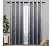 DWCN Ombre Blackout Curtains for Bedroom - Damask Patterned Thermal Insulated Energy Saving Grommet Curtains for Living Room, Set of 2 Gradient Window Curtain Panels, 52 x 96 Inches Long, Grey