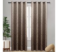 DWCN Ombre Blackout Curtains for Bedroom - Damask Patterned Thermal Insulated Energy Saving Grommet Curtains for Living Room, Set of 2 Gradient Window Curtain Panels, 52 x 84 Inches Long, Brown