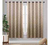 DWCN Ombre Blackout Curtains for Bedroom - Damask Patterned Thermal Insulated Energy Saving Grommet Drapes for Living Room, Set of 2 Gradient Window Curtain Panels, 60 x 63 Inch Length, Taupe