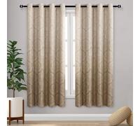 DWCN Ombre Blackout Curtains for Bedroom - Luxury Damask Patterned Thick Grommet Drapes for Living Room, 1 Pair Gradient Window Curtain Panels, 52 x 72 Inches Long, Taupe
