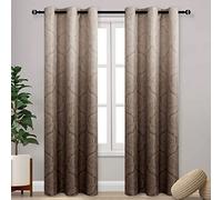 DWCN Ombre Blackout Curtains for Living Room, Thermal Insulated Block Light, Energy-Saving, Privacy, Colour Gradient, Damask Eyelet Window Curtains for Bedroom, 91.4 x 213.3 cm Length, Brown