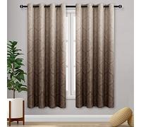 DWCN Ombre Blackout Curtains for Living Room - Thermal Insulated Block Light Energy Saving Privacy Gradient Damask Grommet Window Curtains for Bedroom, Set of 2 Panels, 52 x 63 Inch Length, Brown
