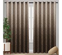 DWCN Ombre Blackout Curtains for Living Room - Thermal Insulated Block Light Energy Saving Privacy Gradient Damask Grommet Window Curtains for Bedroom, Set of 2 Panels, 100 x 96 Inch Length, Brown