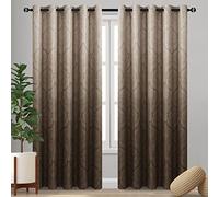 DWCN Ombre Blackout Curtains for Living Room - Thermal Insulated Block Light Energy Saving Privacy Gradient Damask Grommet Window Curtains for Bedroom, Set of 2 Panels, 70 x 84 Inch Length, Brown