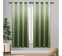 DWCN Ombre Room Darkening Blackout Curtains for Bedroom - 52 x 63 Inches Long, Luxury Damask Patterned Grommet Drapes for Living Room, Set of 2 Gradient Window Curtain Panels,Avocado Green