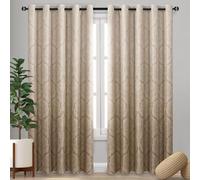 DWCN Ombre Room Darkening Blackout Curtains for Bedroom - Damask Patterned Thermal Insulated Grommet Drapes for Living Room, Set of 2 Gradient Window Curtain Panels, 70 x 84 Inches Long, Taupe