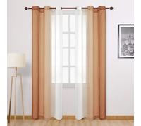DWCN Ombre Sheer Curtains - 84 inches Long Faux Linen Gradient Semi Voile Curtains for Bedroom and Living Room, Set of 2 Grommet Top Window Curtain Panels, 42 x 84 Inches Long, Burnt Ochre