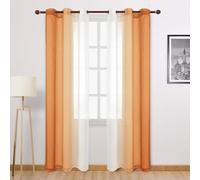 DWCN Ombre Sheer Curtains - 84 inches Long Faux Linen Gradient Semi Voile Curtains for Bedroom and Living Room, Set of 2 Grommet Top Window Curtain Panels, 42 x 84 Inches Long, Sunset Orange