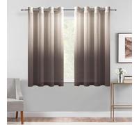 DWCN Ombre Sheer Curtains - Faux Linen Gradient Semi Voile Grommet Top Drapes Bedroom and Living Room Curtains, Set of 2 Window Curtain Panels, 52 x 54 Inch Length, Chocolate Brown
