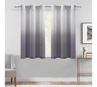DWCN Ombre Sheer Curtains - Faux Linen Gradient Semi Voile Grommet Top Drapes Bedroom and Living Room Curtains, Set of 2 Window Curtain Panels, 42 x 54 Inch Length, Grey