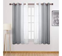 DWCN Ombre Sheer Curtains with Eyelets 52W x 63L Grey