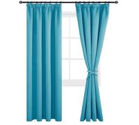 DWCN Pencil Pleat Curtains Blackout Curtains for Bedroom Thermal Insulated Room Darkening Curtains for Living Room 46 x 90 inch Length, Turquoise, 2 Panels