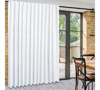 DWCN Privacy Room Divider Curtain - Patio Sliding Door Curtains, Extra Wide Thermal Curtains with Back Tab & Rod Pocket for Living Room and Bedroom Partition, 100 x 108 Inches, Pure White