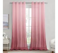 DWCN Red Gradient Voile Curtains for Living Room 55 x 96 Inches Eyelet Net Curtains for Windows Sheer Curtains for Bedroom 2 Panels