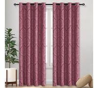 DWCN Room Darkening Curtains for Bedroom - Luxury Damask Patterned Thermal Insulated Window Blackout Drapes for Living Room, Window Curtain 2 Panels, 52 x 84 Inches Long, Wine Red