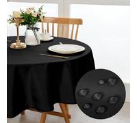 DWCN Round Tablecloth Round 150cm Wipe Clean Table Cloth Waterproof,Black | Outdoor Table Cloth Washable Dining Tablecloth Wipeable Table Cover Stain Protection Spill Proof for Halloween Picnic Kitchen