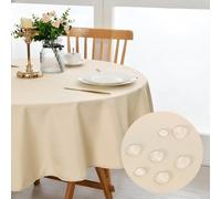 DWCN Round Tablecloth Wipe Clean Tablecloth Outdoor Table Cloth Round 120cm | Beige Table Cloth Waterproof Tablecloth Wipeable Table Cover Washable Water Resistance for Summer Picnic Garden Party Balcony