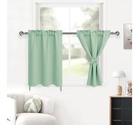 DWCN Sage Green Curtains for Bedroom, Short Curtains for Small Window, Solid Rod Pocket Room Darkening Curtains for Living Room, Thermal Curtains for Summer - 34 by 36 Inch, Sage Green, 2 Pieces