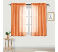 DWCN Sheer Curtains 54 inch Length 2 Panels Set, Orange Short Light and Airy Gauzy Window Curtain Drapes for Cafe/Loft/Nursery, 2pcs, W52 x L54