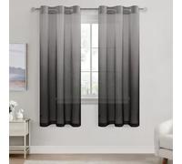 DWCN Sheer Voile Curtains 72 Drop Eyelet Net Curtains for Windows for Bedroom Living Room, Black Gradient, Set of 2, 46 x 72 Inches