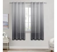DWCN Sheer Voile Curtains for Living Room and Bedroom Eyelet Net Curtains for Windows Grey Gradient 52 x 63 Inches Set of 2