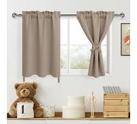 DWCN Short Blackout Curtains for Bedroom, Short Curtains for Small Window, Thermal Curtains for Office, 36 Inch Curtains for Kitchen, Basement - W30 x L36 Inch, Camel, Set of 2
