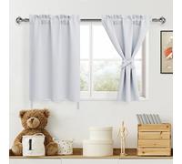 DWCN Short Greyish White Curtains for Bedroom - Light Block Blinds for Small Window, Cafe Tier, Rod Pocket Room Darkening - 36 Length, W30 x L36, 1 Pair