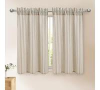 DWCN Taupe Striped Kitchen Curtains 45 Inch Drop, Rod Pocket Small Window Curtains for Basement, Half Window, Cupboard Base, Short Cafe Curtain Tiers, W26 x L45, 2 Panels