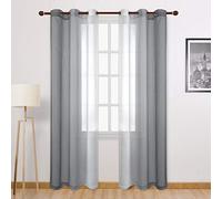 DWCN Transparent Eyelet Curtains for Living Room 42W x 84L Grey