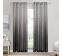 DWCN Voile Curtain Black Gradient Curtains for Living Room Net Curtains for Windows Sheer Bedroom Crurtains Eyelet Set of 2, 55 x 84 Inches