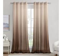 DWCN Voile Curtain Brown Gradient Curtains for Living Room Eyelet Net Curtains for Windows Sheer Curtains for Bedroom Set of 2,55 x 96 Inches
